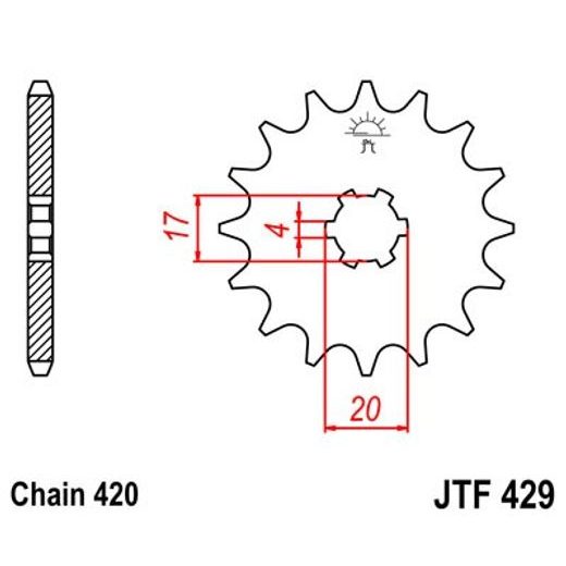 Sprednji verižnik JT JTF 429-15 15T, 530