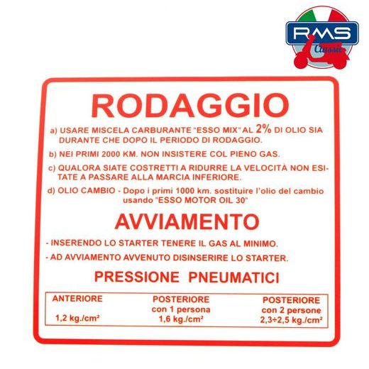 Etiketa RMS 142721050 rdeč "Rodaggio"