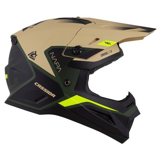 Motocross Helmet CASSIDA CROSS CUP 2 NAPA JUNIOR sand/green/yellow fluo/black matt S