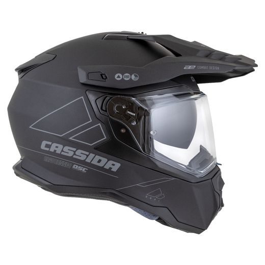 Motocross Helmet CASSIDA ROAD RUNNER DUAL black matt/ dark grey/ black matt peak XS