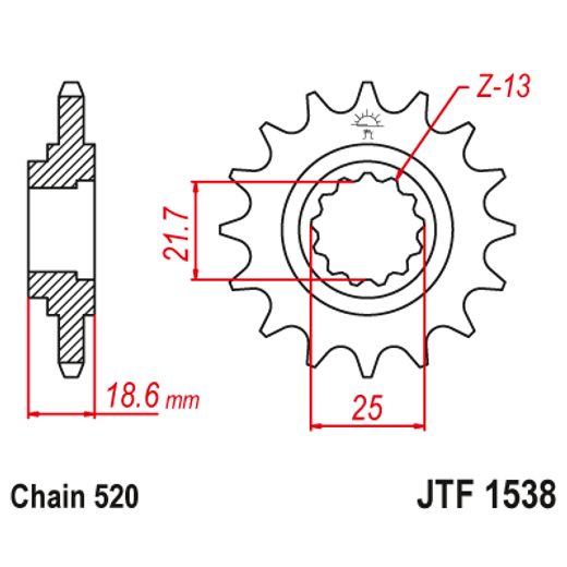 Sprednji verižnik JT JTF 1538-15 15T, 520