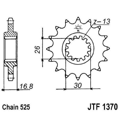 Sprednji verižnik JT JTF 1370-16RB 16T, 525