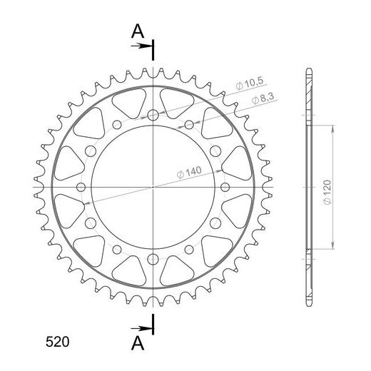 Verižni set EK - Srebrna chain 520 SRX, X-ring (X, NX, QX, XS), CHK front sprocket JT, CHK rear sprocket SUPERSPROX za KAWASAKI KLR 250 1984-2000