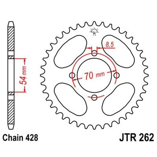 Zadnji verižnik (zobnik) JT JTR 262-40 40T, 428