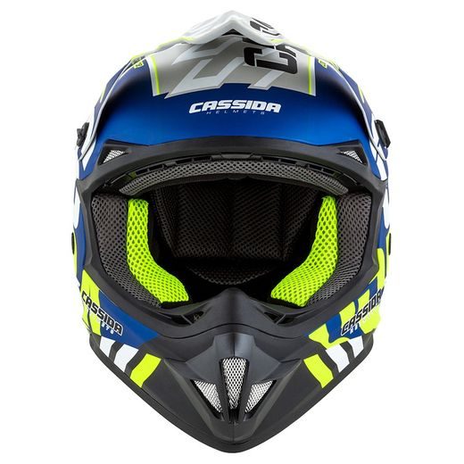 Motocross Helmet CASSIDA CROSS CUP SONIC matt blue /fluo yellow M