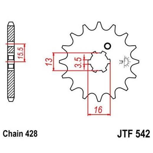 Sprednji verižnik JT JTF 542-10 10T, 428