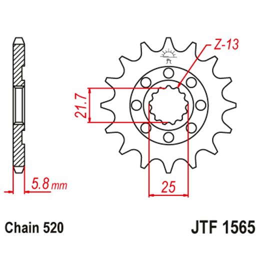Sprednji verižnik JT JTF 1565-13 13T, 520