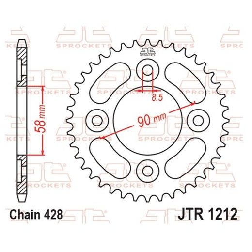 Zadnji verižnik (zobnik) JT JTR 1212-35 35T, 428
