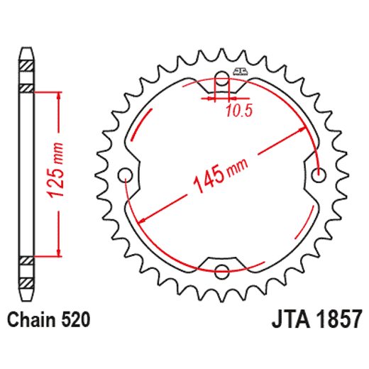 Aluminijasti zadnji verižnik (zobnik) JT JTA 1857-36BLK 36T, 520 Črn