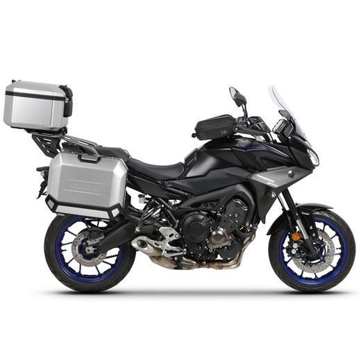 Komplet aluminijastih kovčkov z nosilci in ploščo SHAD TERRA, 48L zadnji kovček in 36L stranski kovčki SHAD YAMAHA MT-09 Tracer / Tracer 900