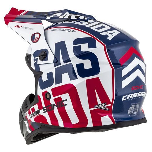 Motocross Helmet CASSIDA CROSS CUP SONIC red / blue /white 2XL