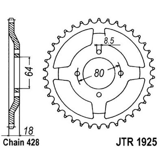 Zadnji verižnik (zobnik) JT JTR 1925-51 51T, 428