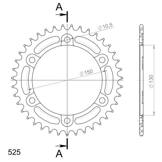 Aluminijasti zadnji verižnik (zobnik) SUPERSPROX RAL-300:39-BLK črna 39T, 525