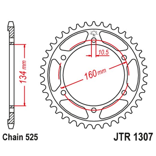 Zadnji verižnik (zobnik) JT JTR 1307-42ZBK 42T, 525 Black Zinc