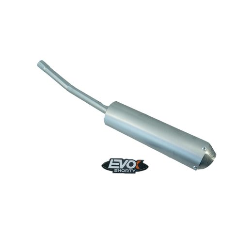 Iron pipe hand welded exhaust system Evok 100755010 with inox and alu shorty silencer