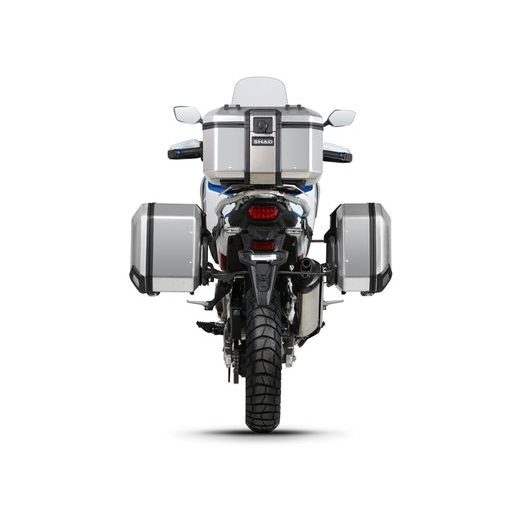 Komplet aluminijastih kovčkov z nosilci in ploščo SHAD TERRA, 48L zadnji kovček in 36L/47L stranski kovčki SHAD HONDA CRF 1100 Africa Twin