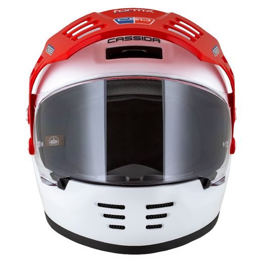 Motocross Helmet CASSIDA FORMX FLATOUT white/ blue/ red/ red peak 2XL