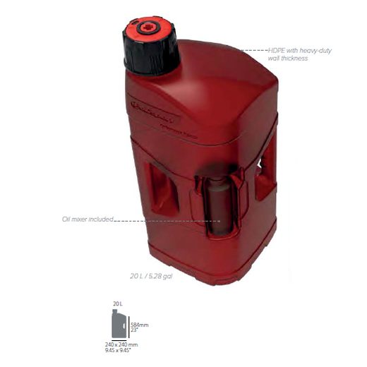 Utility can POLISPORT PROOCTANE 8460000001 20 l with standard cap + 250 ml mixer + hose clear red