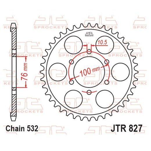 Zadnji verižnik (zobnik) JT JTR 827-42 42T, 532