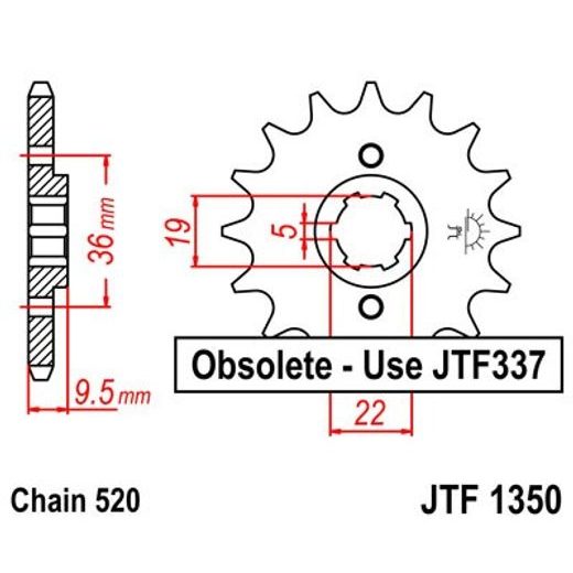 Sprednji verižnik JT JTF 1350-13 13T, 520
