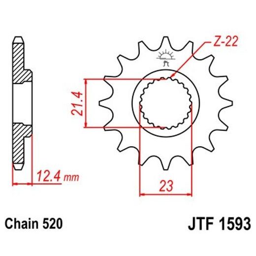 Sprednji verižnik JT JTF 1593-14 14T, 520
