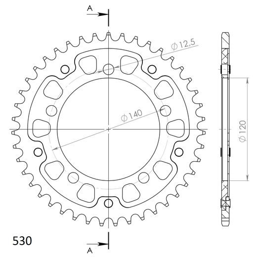 Rear sprocket SUPERSPROX STEALTH RST-1797:43-GLD zlata 43T, 530