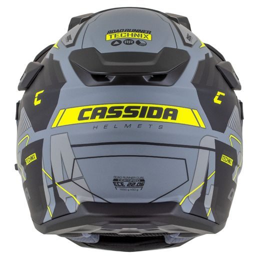 Motocross Helmet CASSIDA ROAD RUNNER TechniX grey matt/ black/ yellow fluo/ black matt peak S