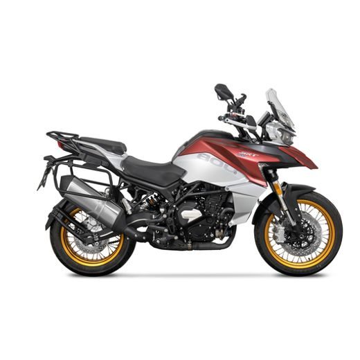 Set of SHAD TERRA TR40 adventure saddlebags and SHAD TERRA aluminium top case TR55 PURE BLACK, including mounting kit SHAD QJMOTOR SRT800/X