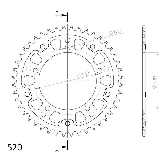 Rear sprocket SUPERSPROX STEALTH RST-1793:44-GLD zlata 44T, 520