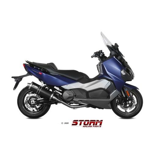 Celoten izpušni sistem 2x1 STORM OVAL SY.002.LX2B Kovinsko črna