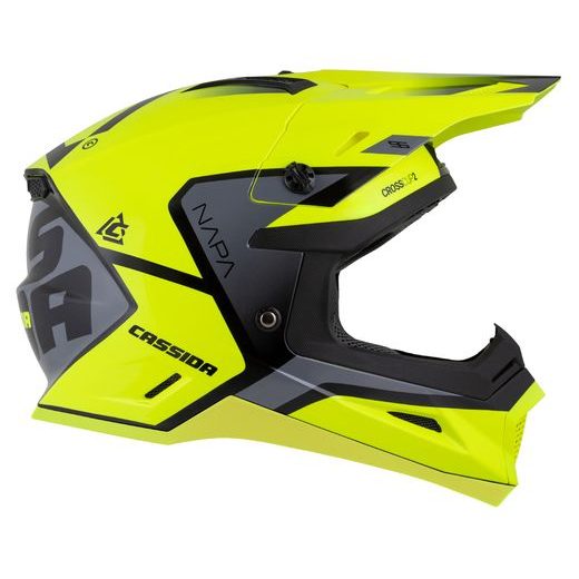 Motocross Helmet CASSIDA CROSS CUP 2 NAPA yellow fluo/black/pearl gray L
