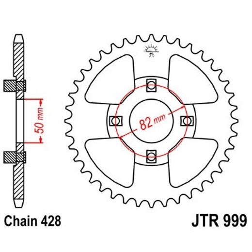 Zadnji verižnik (zobnik) JT JTR 999-45 45T, 428