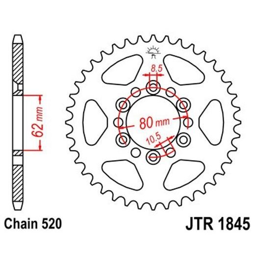 Zadnji verižnik (zobnik) JT JTR 1845-37 37T, 520