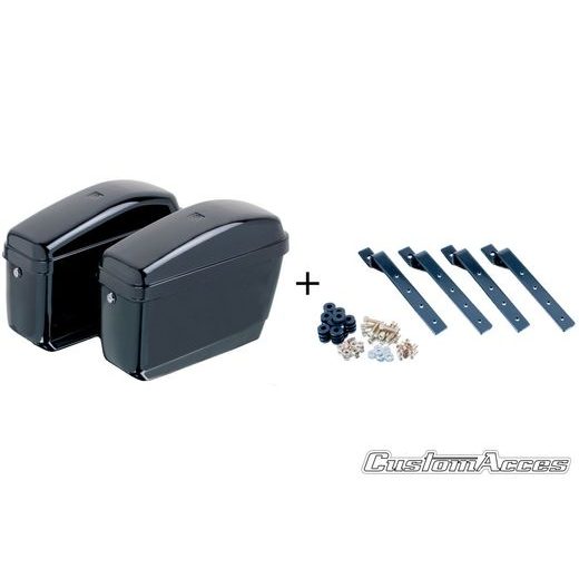 Rigid saddlebag CUSTOMACCES EASY AMZ004N črna pair, with KF universal support