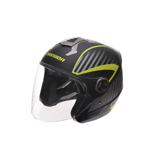 Jet čelada CASSIDA MAGNUM black matt/ grey/ yellow fluo XS