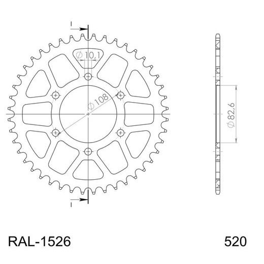 Aluminijasti zadnji verižnik (zobnik) SUPERSPROX RAL-1526:46-BLK črna 46T, 520