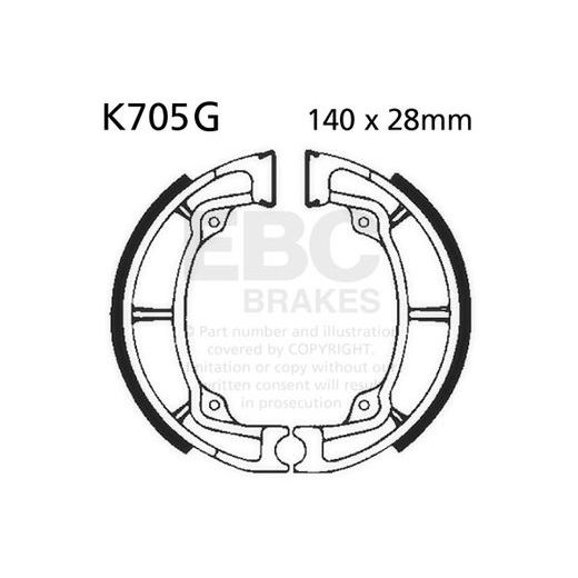 Brake shoe set EBC K705G grooved includings springs