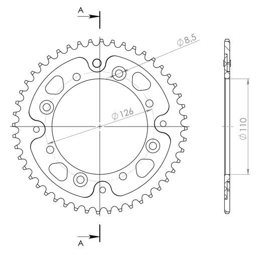 Rear sprocket SUPERSPROX STEALTH RST-455:48-GLD zlata 48T, 420