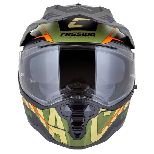 Motocross Helmet CASSIDA ROAD RUNNER TechniX green matt/ black/ orange/ grey/ black matt peak S
