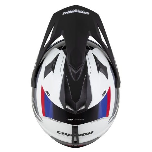 Motocross Helmet CASSIDA TOUR 2.0 X-TRA white/blue/red/black/black matt peak M