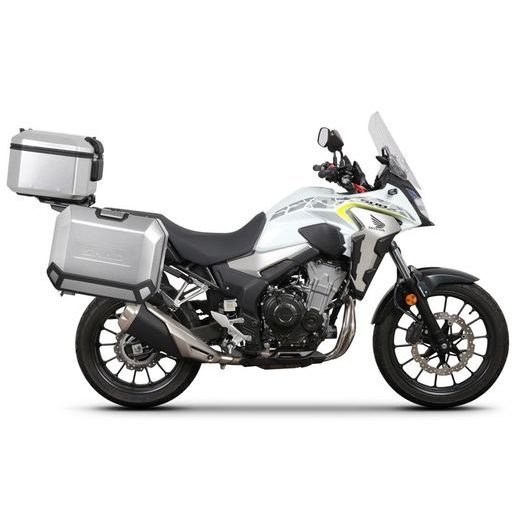 Komplet aluminijastih kovčkov z nosilci in ploščo SHAD TERRA, 48L zadnji kovček in 47L stranski kovčki SHAD HONDA CB 500 X