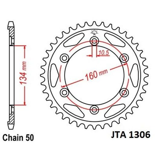 Aluminijasti zadnji verižnik (zobnik) JT JTA 1306-43 43T, 530