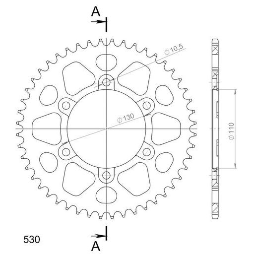 Aluminijasti zadnji verižnik (zobnik) SUPERSPROX RAL-479:48-RED rdeč 48T, 530