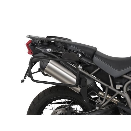 Komplet aluminijastih kovčkov z nosilci in ploščo SHAD TERRA BLACK, 48L zadnji kovček in 36L/47L stranski kovčki SHAD TRIUMPH Tiger 800