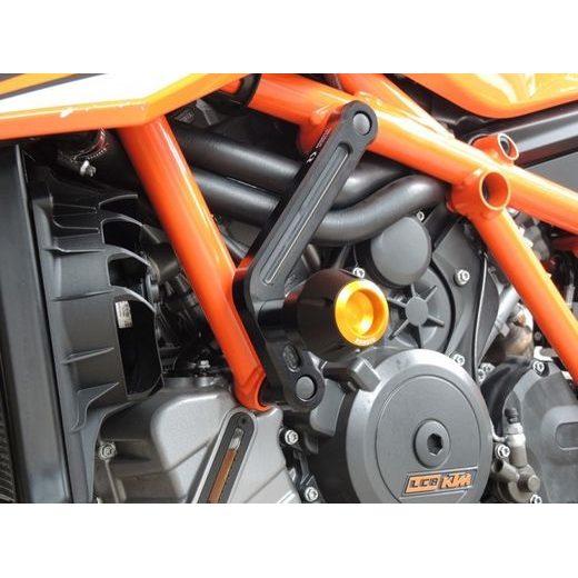 Crash protectors RDMOTO KTM13N črna with blue caps za KTM Super Duke 1290 / R 2014-2025, KTM Super Duke 1390 R / R EVO 2024-2026