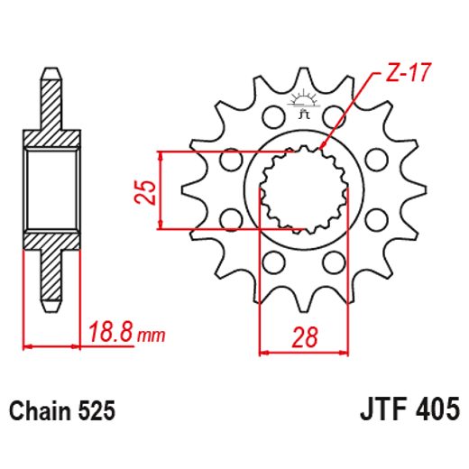 Sprednji verižnik JT JTF 405-20 20T, 525