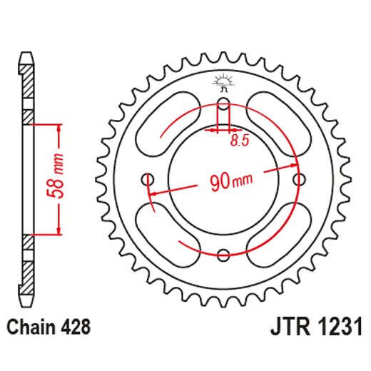 Zadnji verižnik (zobnik) JT JTR 1231-36 36T, 428