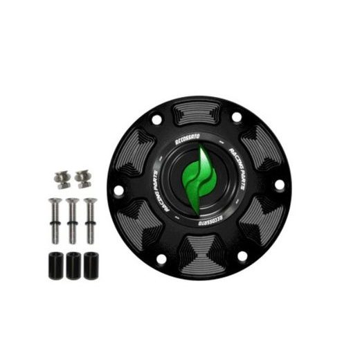 Tank filler cap ACCOSSATO FC123 for Triumph motorbikes with quick release machined from billet aluminium Zelena