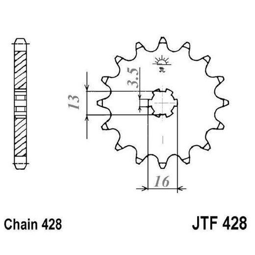 Sprednji verižnik JT JTF 428-14 14T, 428
