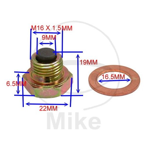 Magnetic oil drain plug JMP M16X1.50 with washer
